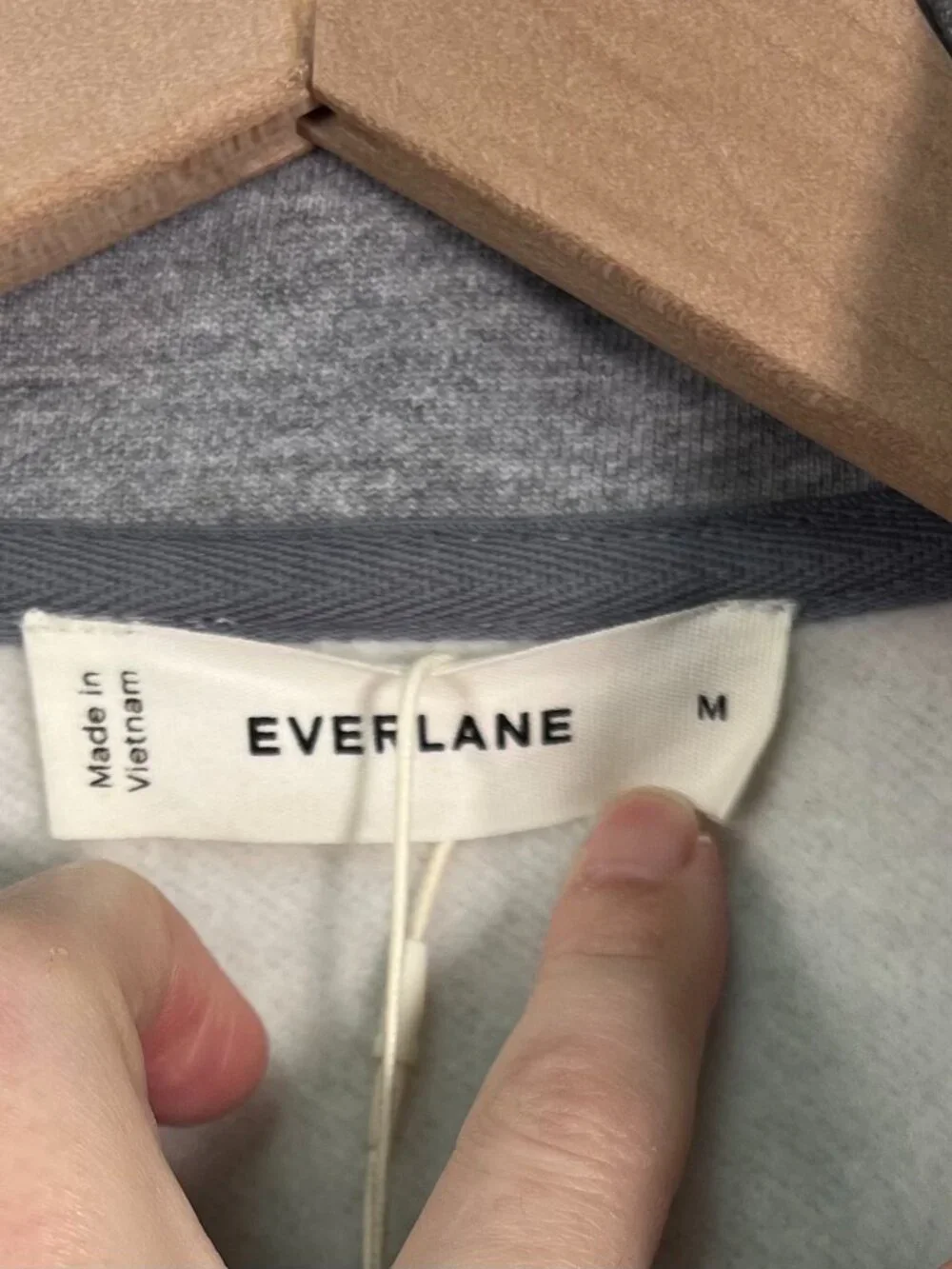 Everlane Luxe Fleece Zip Polo Cropped Vintage Heather Gray Size Med NWT - Picture 4 of 7